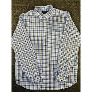 Mens Polo Ralph Lauren Performance Longsleeve Button Up Shirt Blue Pink Size XXL